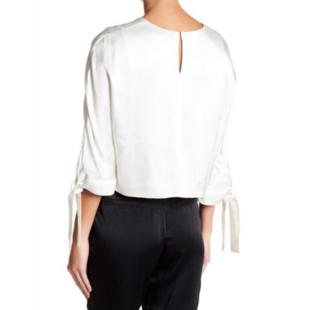 2 LEFT! Shiny 3/4 Length Blouse with Tie Sleeves - Picture 5 of 5